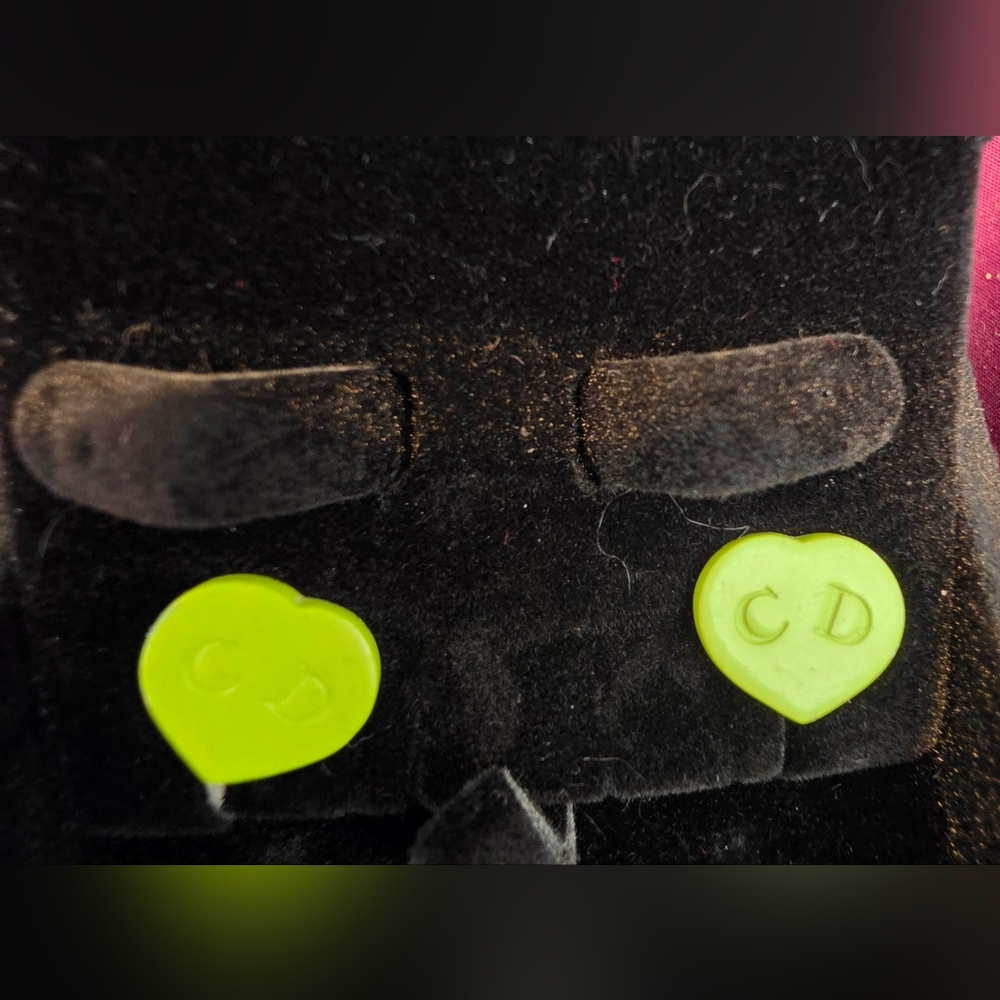 Green Heart 'CD' Stud Earrings